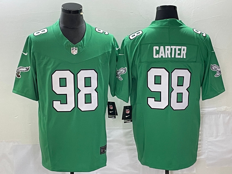 Men’s Philadelphia Eagles Jalen Carter #98 Kelly Green Jersey