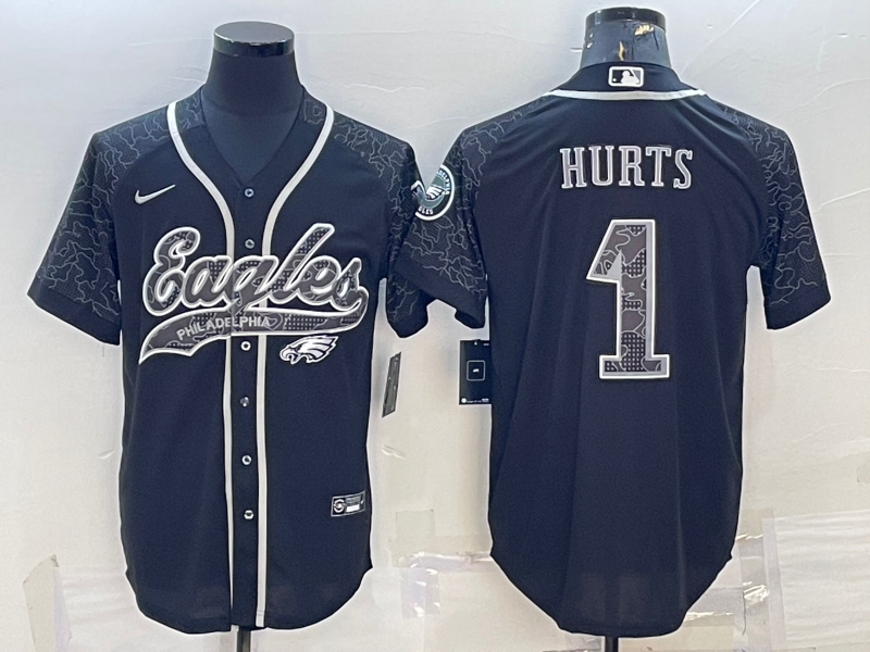 Men’s Philadelphia Eagles Jalen Hurts #1 Black RFLCTV Limited Jersey Joint Edition