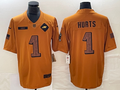 Men’s Philadelphia Eagles Jalen Hurts #1 Brown 2023 Salute To Service Limited Jersey