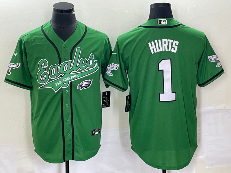 Men’s Philadelphia Eagles Jalen Hurts #1 Kelly Green Jersey Joint Edition