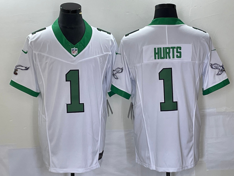 Men’s Philadelphia Eagles Jalen Hurts #1 White Jersey