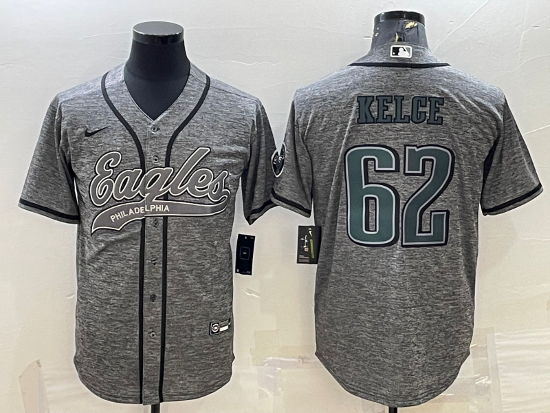 Men’s Philadelphia Eagles Jason Kelce #62 Gray Jersey Joint Edition