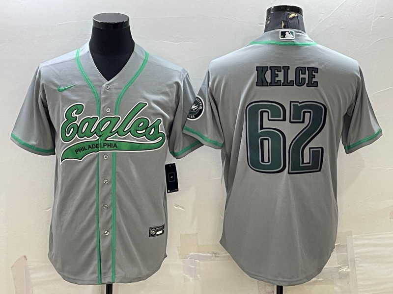 Men’s Philadelphia Eagles Jason Kelce #62 Gray Jersey Joint Edition