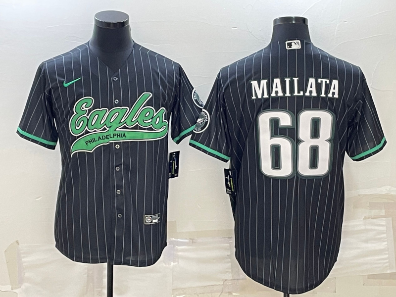Men’s Philadelphia Eagles Jordan Mailata #68 Black Jersey Joint Edition
