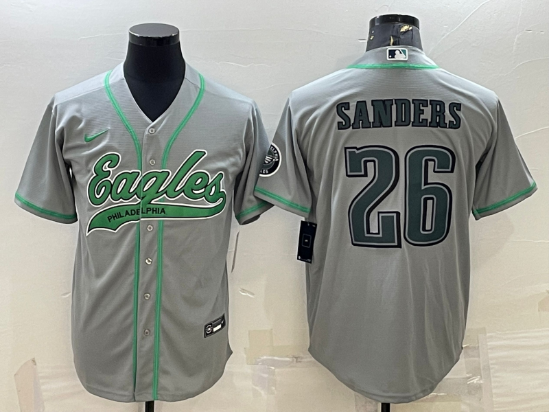 Men’s Philadelphia Eagles Miles Sanders #26 Gray Jersey Joint Edition