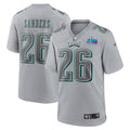 Men’s Philadelphia Eagles Miles Sanders #26 Gray Super Bowl LVII Patch Atmosphere Jersey