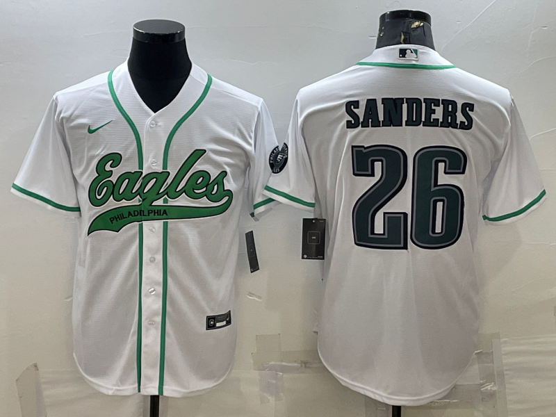 Men’s Philadelphia Eagles Miles Sanders #26 White Jersey Joint Edition