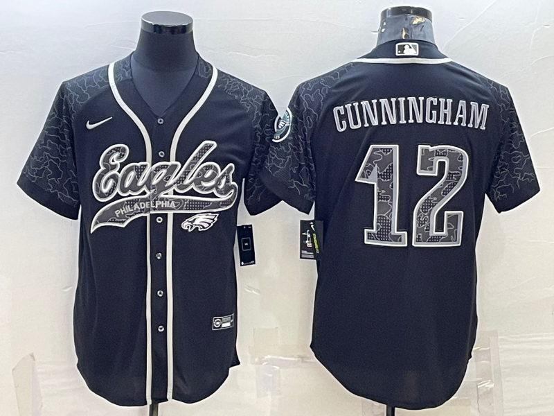 Men’s Philadelphia Eagles Randall Cunningham #12 Black RFLCTV Limited Jersey Joint Edition