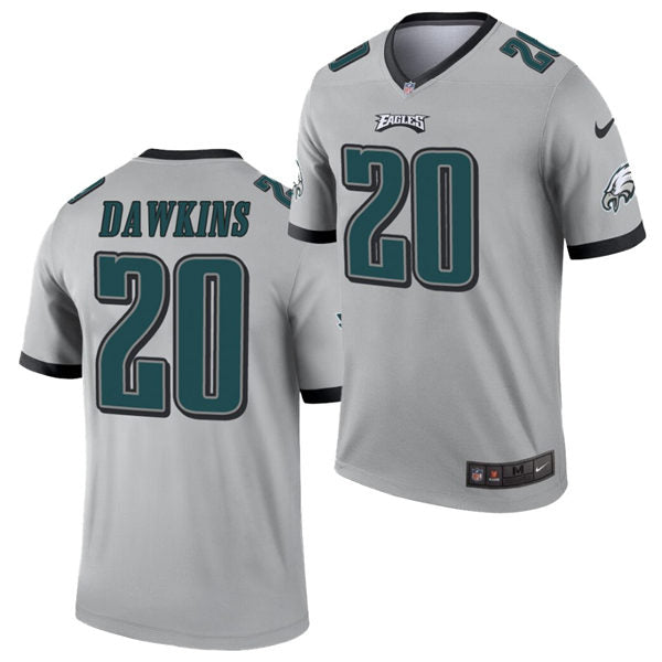 Men’s Philadelphia Eagles Retired Player #20 Brian Dawkins Grey Nike NFL Grey Inverted Legend Jersey