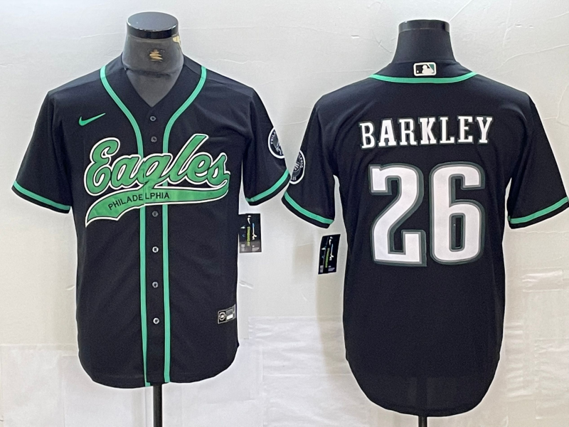 Men’s Philadelphia Eagles Saquon Barkley #26 Black Jersey Joint Edition