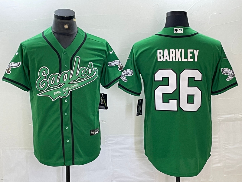 Men’s Philadelphia Eagles Saquon Barkley #26 Kelly Green Jersey Joint Edition