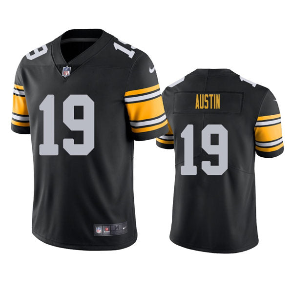 Men’s Pittsburgh Steelers #19 Calvin Austin Nike Black Big Number Alternate Vapor Limited Jersey