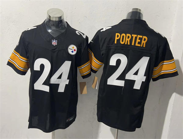 Men’s Pittsburgh Steelers #24 Joey Porter Jr. Nike Black Vapor Limited Player Jersey