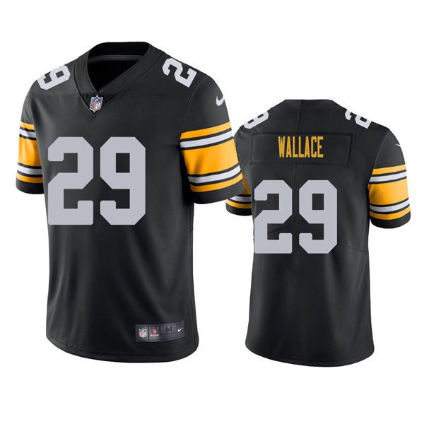 Men’s Pittsburgh Steelers #29 Levi Wallace  Nike Black Big Number Alternate Vapor Limited Jersey