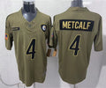 Men’s Pittsburgh Steelers #4 DK Metcalf Nike 2025 Salute to Service Limited Jersey – Olive