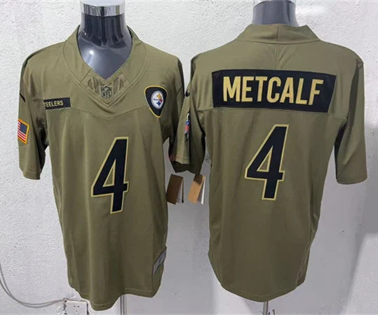 Men’s Pittsburgh Steelers #4 DK Metcalf Nike 2025 Salute to Service Limited Jersey – Olive