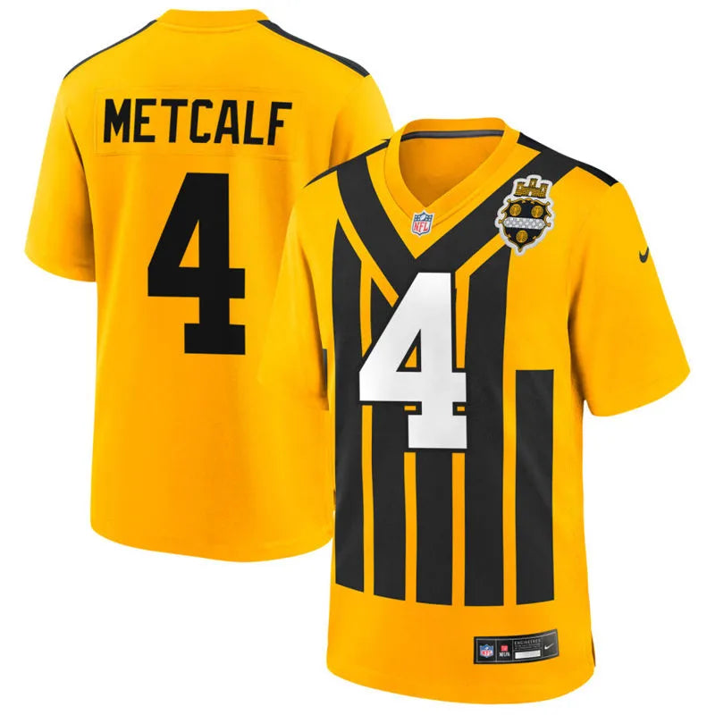 Men’s Pittsburgh Steelers #4 DK Metcalf Nike Gold Alternate 1933 Throwback Game Jersey