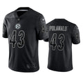 Men’s Pittsburgh Steelers #43 Troy Polamalu Black Reflective Limited Jersey