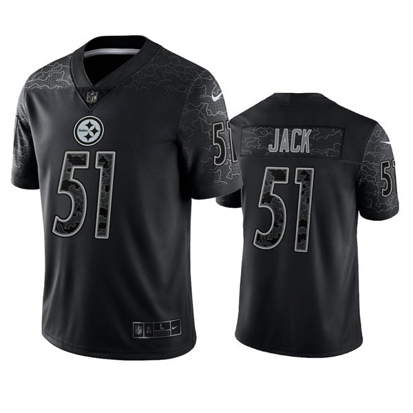 Men’s Pittsburgh Steelers #51 Myles Jack Black Reflective Limited Jersey