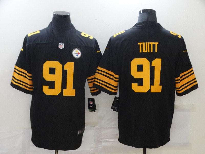 Men’s Pittsburgh Steelers #55 Devin Bush Jr Nike Black Vapor Untouchable Color Rush Jersey