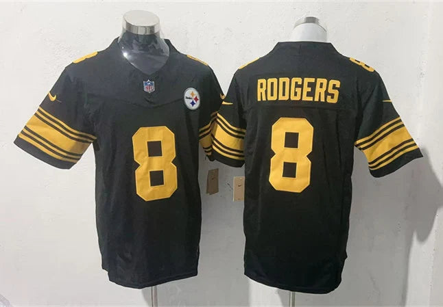 Men’s Pittsburgh Steelers #8 Aaron Rodgers Nike Black Alternate 2 Vapor F.U.S.E. Limited Jersey