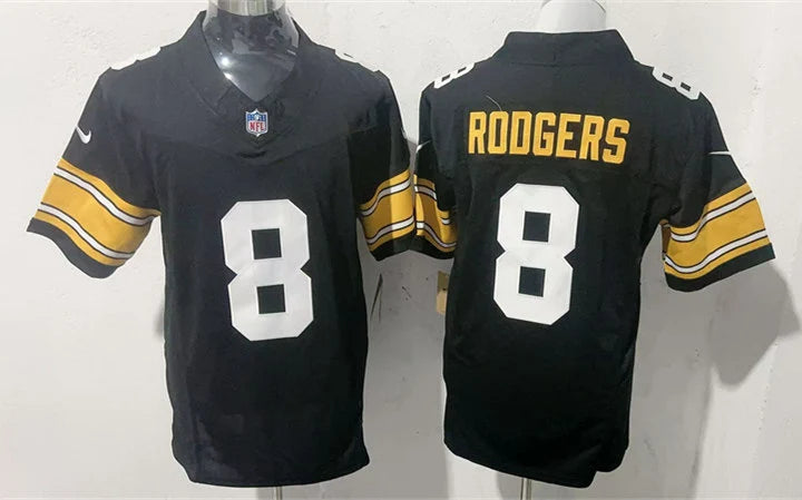 Men’s Pittsburgh Steelers #8 Aaron Rodgers Nike Black Big Number Alternate Vapor F.U.S.E. Limited Jersey