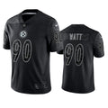Men’s Pittsburgh Steelers #90 T.J. Watt Black Reflective Limited Jersey