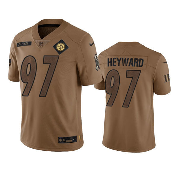 Men’s Pittsburgh Steelers #97 Cameron Heyward Brown 2023 Salute To Service Limited Jersey