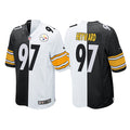 Men’s Pittsburgh Steelers #97 Cameron Heyward Nike White Black Split Two Tone Game Jersey