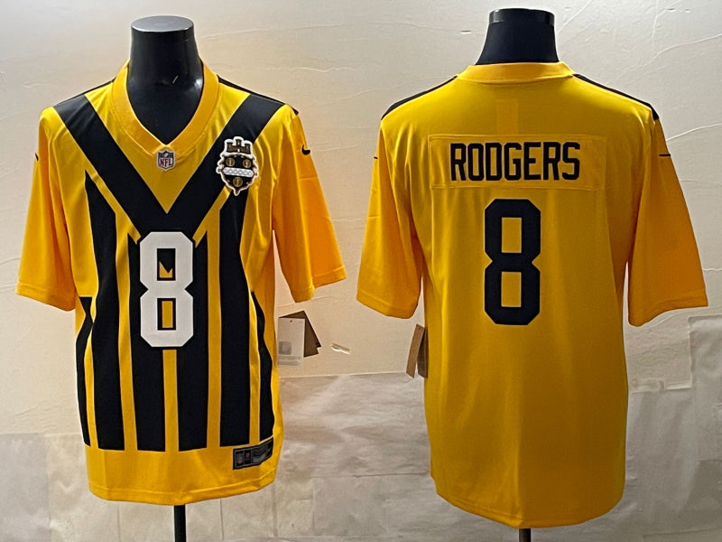 Men’s Pittsburgh Steelers Aaron Rodgers #8 Gold Alternate 1933 Throwback Jersey