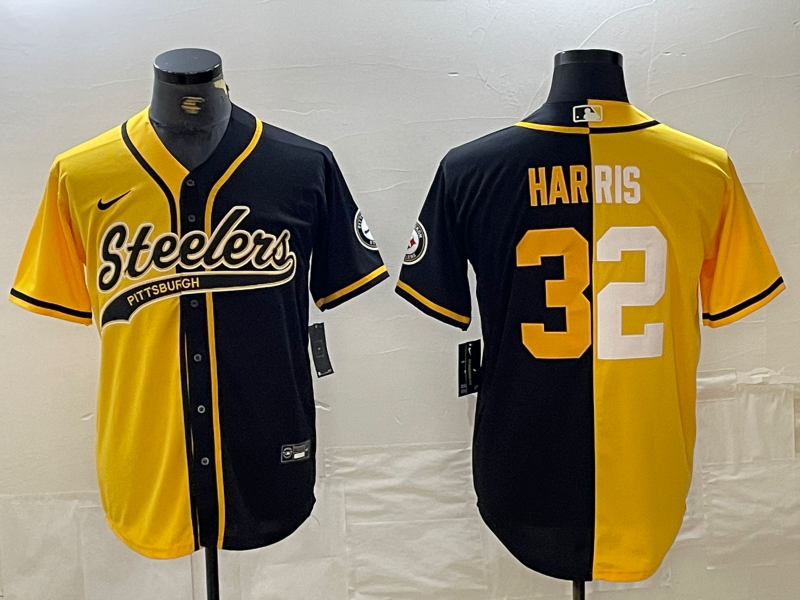 Men’s Pittsburgh Steelers Franco Harris #32 Yellow/Black Jersey Joint Edition