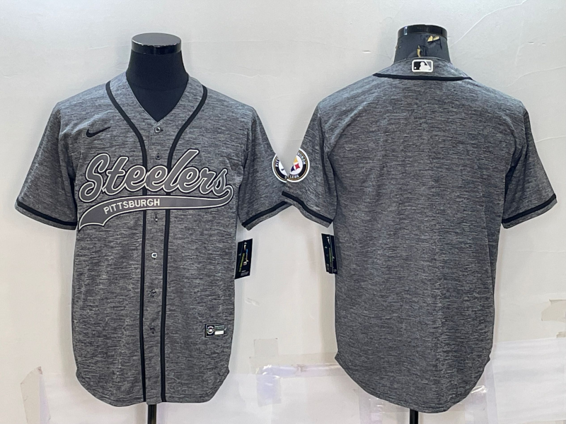 Men’s Pittsburgh Steelers Gray Blank Jersey