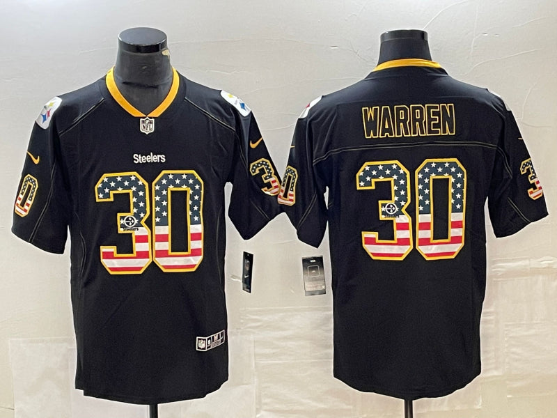 Men’s Pittsburgh Steelers Jaylen Warren #30 Black Jersey