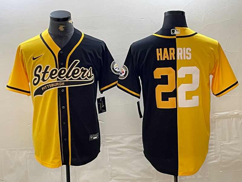 Men’s Pittsburgh Steelers Najee Harris #22 Yellow/Black Jersey Joint Edition