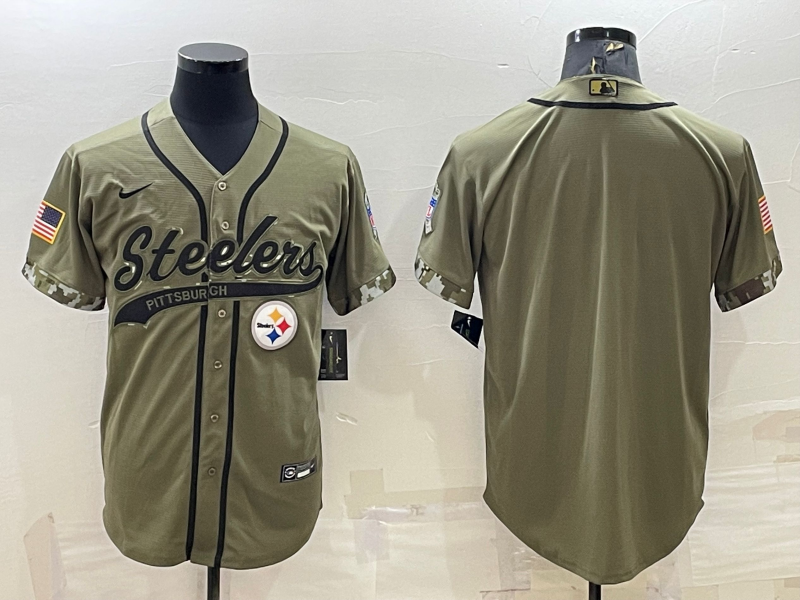 Men’s Pittsburgh Steelers Olive 2022 Salute To Service Limited Blank Jersey
