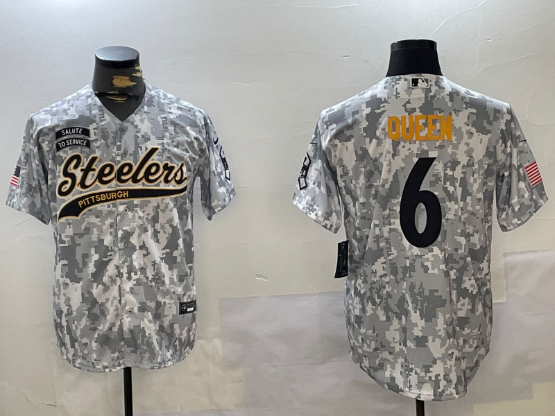 Men’s Pittsburgh Steelers Patrick Queen #6 Arctic Camo 2024 Salute to Service Jersey