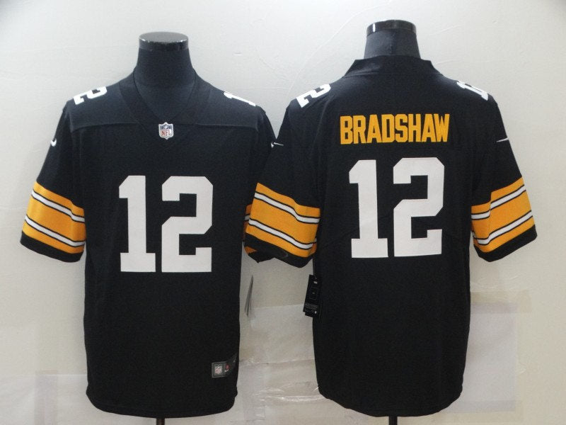 Men’s Pittsburgh Steelers Retired Player #12 Terry Bradshaw Nike Black Alternate  Football Jersey