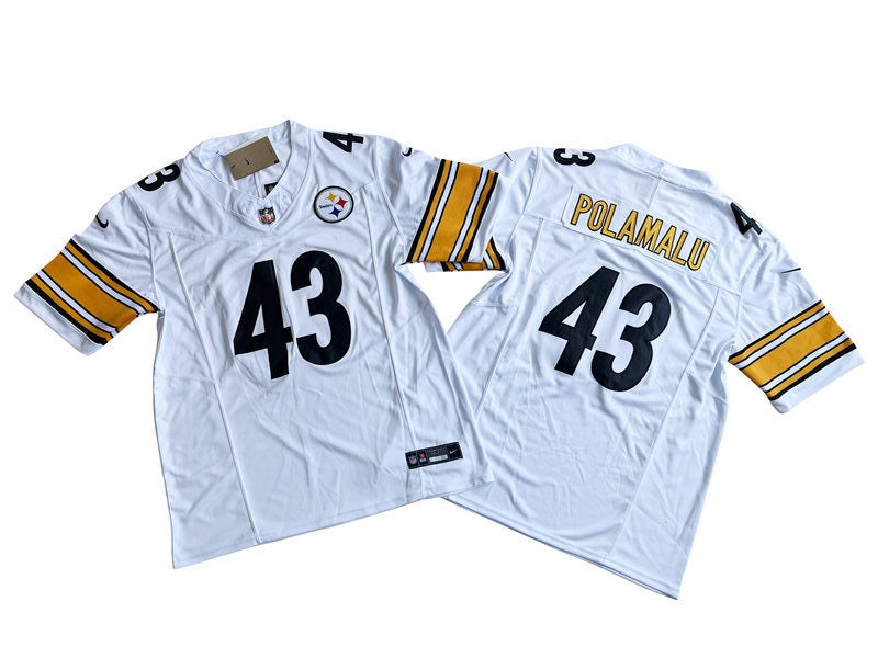 Men’s Pittsburgh Steelers Retired Player  #43 Troy Polamalu Nike White Vapor F.U.S.E. Limited Jersey