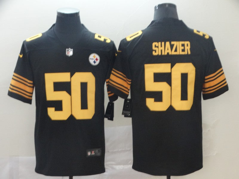Men’s Pittsburgh Steelers Retired Player #50 Ryan Shazier Nike Black Vapor Untouchable Color Rush Jersey
