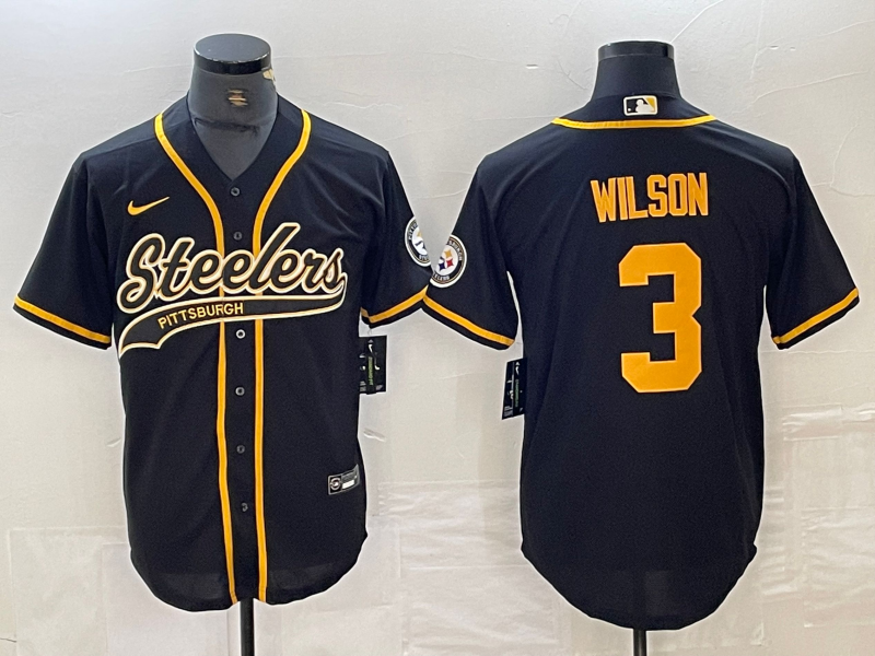 Men’s Pittsburgh Steelers Russell Wilson #3 Black Jersey Joint Edition