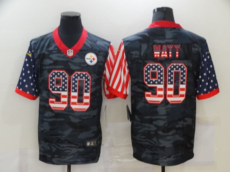 Men’s Pittsburgh Steelers T.J. Watt #90 Gray Camouflage Jersey
