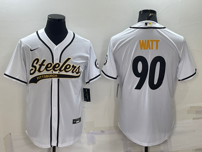 Men’s Pittsburgh Steelers T.J. Watt #90 White Jersey Joint edition