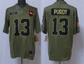 Mens San Francisco 49ers #13 Brock Purdy Nike 2025 Salute to Service Limited Jersey – Olive