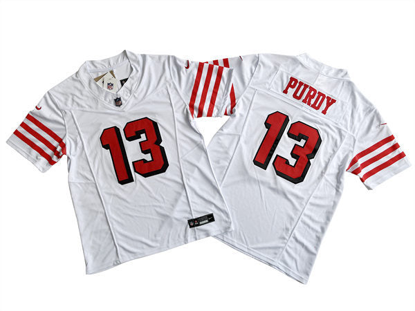Mens San Francisco 49ers #13 Brock Purdy Nike White Alternate F.U.S.E. Vapor Limited Jersey