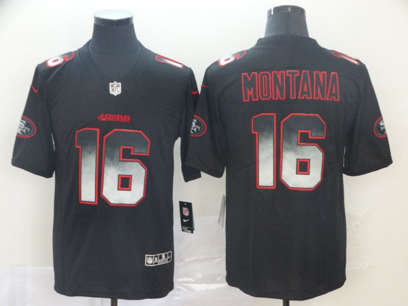 Men’s San Francisco 49ers #16 Joe Montana Black Authentic Jersey