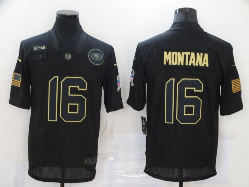 Men’s San Francisco 49ers #16 Joe Montana Black Jersey