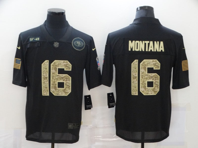 Men’s San Francisco 49ers #16 Joe Montana Black Jersey