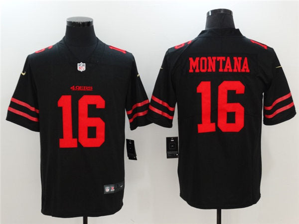 Men’s San Francisco 49ers #16 Joe Montana NFL Nike Black Alternate Vapor Limited Player Jersey