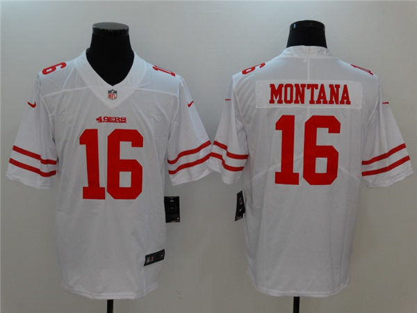 Men’s San Francisco 49ers #16 Joe Montana  NFL Nike White Vapor Limited Player Jersey