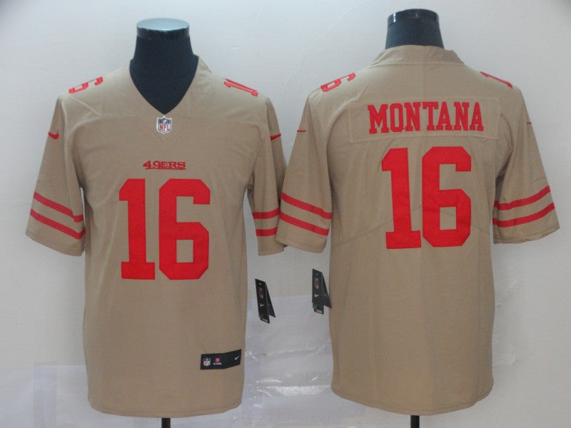 Men’s San Francisco 49ers #16 Joe Montana Nike Gold Inverted Limited Player Jersey